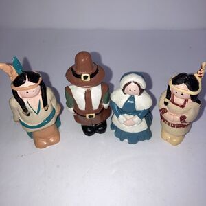 Vintage miniature Native American And Pilgrim couple resin  figurine